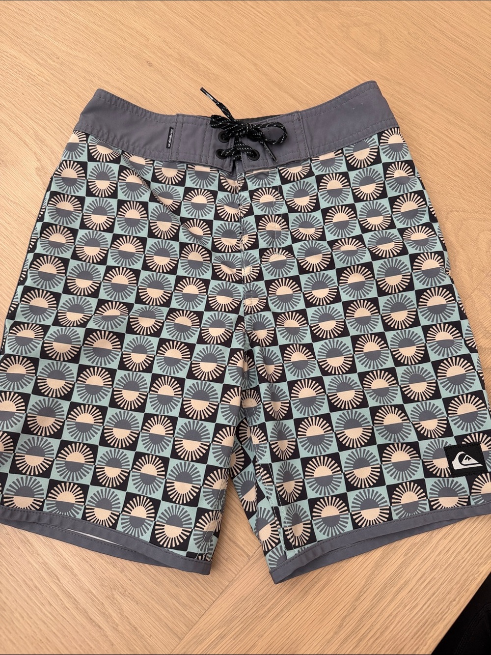 Quiksilver kids Geometric Teal and Gray Boardshorts